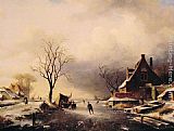 Winter Scene with Skaters by Charles Henri Joseph Leickert
